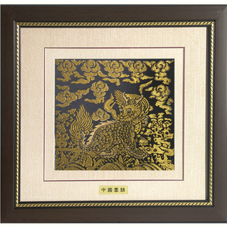 云锦金色麒麟框画