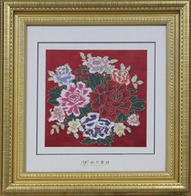 金框二则牡丹框画/红