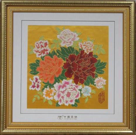 金框牡丹框画/黄