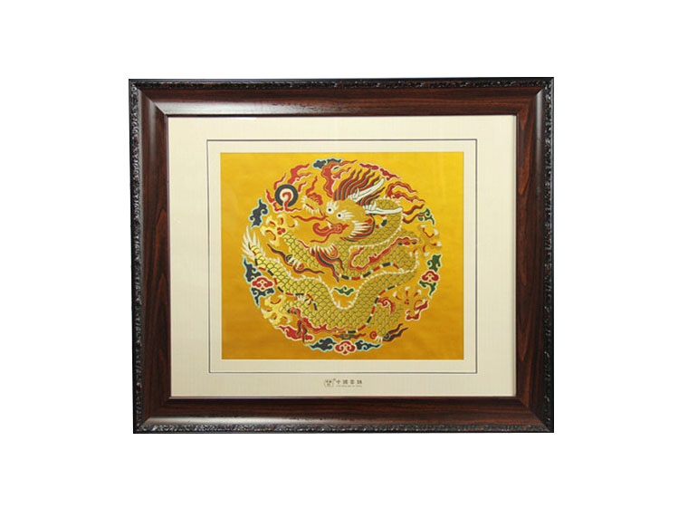 云锦独圃大团龙木框框画
