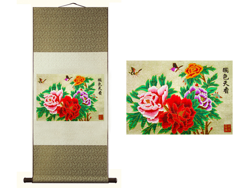 云锦金宝地国色天香卷轴