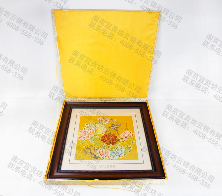 吉祥如意云锦框画